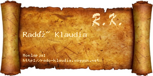 Radó Klaudia névjegykártya