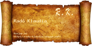 Radó Klaudia névjegykártya